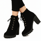 Bottines Plateforme Lacées Talon Épais Style Urbain Chic