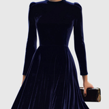 Robe Longue Femme Plissée à Manches Longues