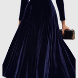 Robe Longue Femme Plissée à Manches Longues