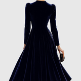 Robe Longue Femme Plissée à Manches Longues
