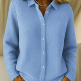 Cardigan Femme Boutonné en Maille Côtelée