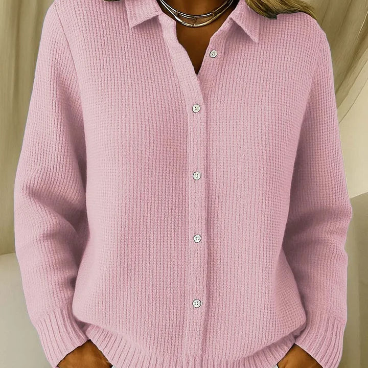 Cardigan Femme Boutonné en Maille Côtelée
