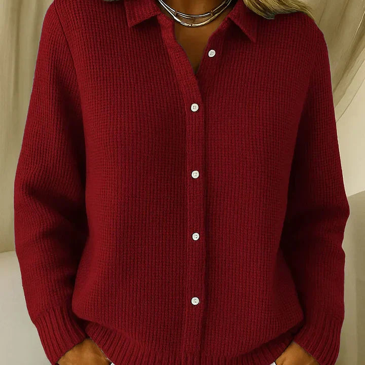 Cardigan Femme Boutonné en Maille Côtelée