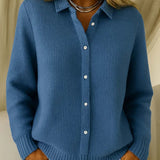 Cardigan Femme Boutonné en Maille Côtelée