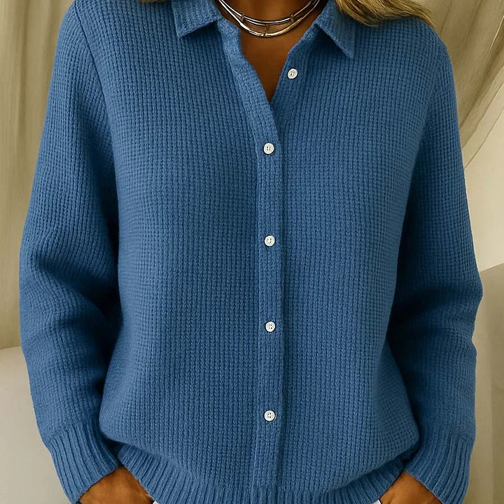 Cardigan Femme Boutonné en Maille Côtelée