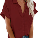 Blouse Unie à Col Classique