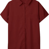 Blouse Unie à Col Classique