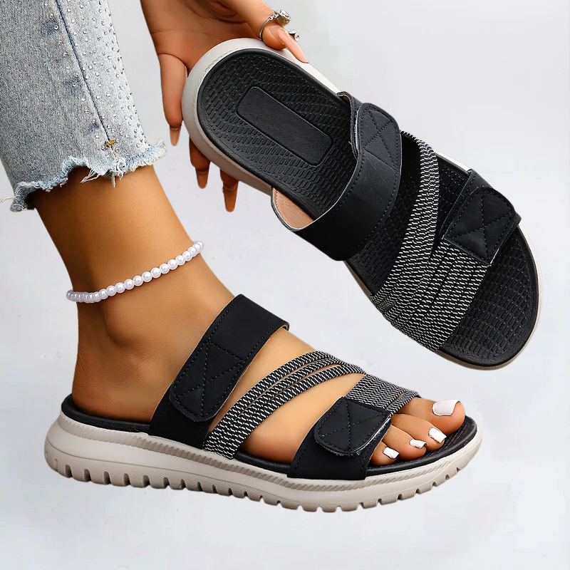 Sandales Femme à Brides Croisées et Double Fermeture