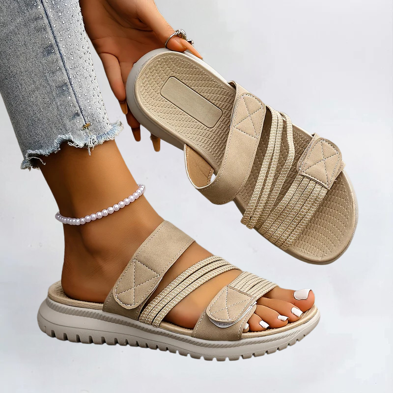 Sandales Femme à Brides Croisées et Double Fermeture