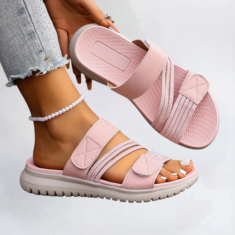 Sandales Femme à Brides Croisées et Double Fermeture