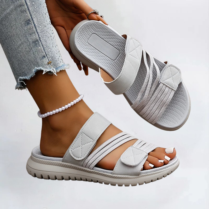 Sandales Femme à Brides Croisées et Double Fermeture