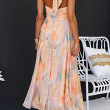 Robe Longue Fleurie à Col Halter