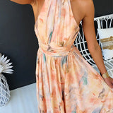 Robe Longue Fleurie à Col Halter