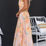 Robe Longue Fleurie à Col Halter