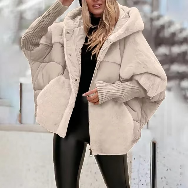 Doudoune Courte Oversize Capuche Effet Laine Confort Chic
