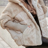 Doudoune Courte Oversize Capuche Effet Laine Confort Chic