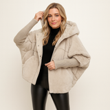 Doudoune Courte Oversize Capuche Effet Laine Confort Chic