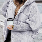 Doudoune Courte Oversize Capuche Effet Laine Confort Chic