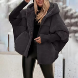 Doudoune Courte Oversize Capuche Effet Laine Confort Chic