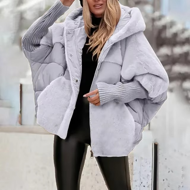 Doudoune Courte Oversize Capuche Effet Laine Confort Chic