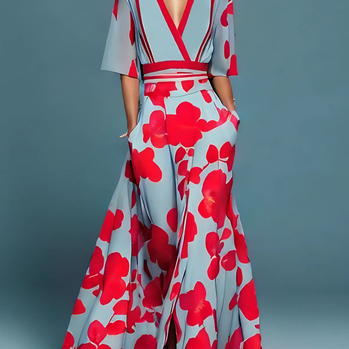 Robe Longue Fleurie à Col V