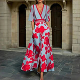 Robe Longue Fleurie à Col V