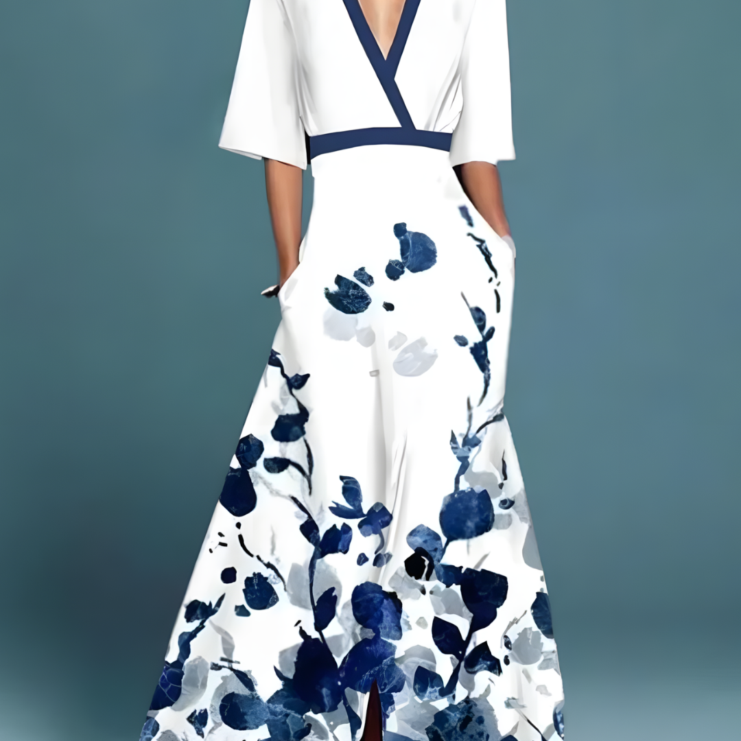 Robe Longue Fleurie à Col V