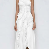 Robe Longue Asymétrique à Volants