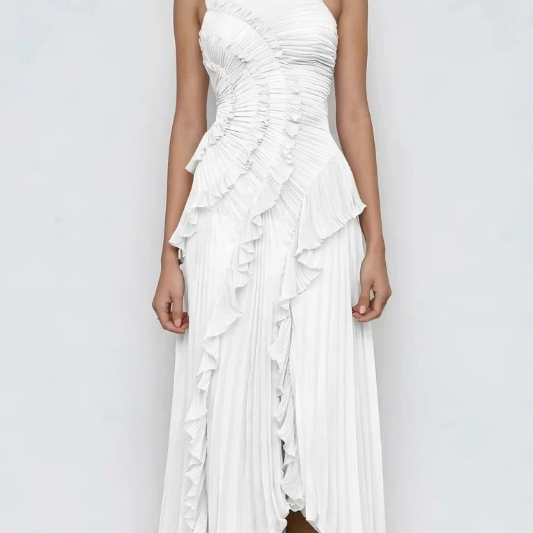 Robe Longue Asymétrique à Volants