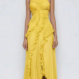 Robe Longue Asymétrique à Volants