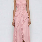 Robe Longue Asymétrique à Volants