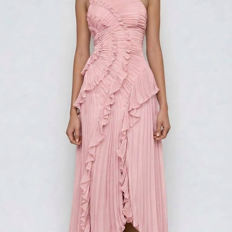 Robe Longue Asymétrique à Volants
