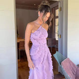 Robe Longue Asymétrique à Volants