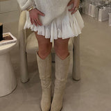 Bottes Hautes Suédées Élégantes Talon Confort Style Chic