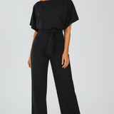 Combinaison femme ceinturée à jambes larges et col V