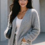 Pull Femme Oversize Col V Doux Élégant
