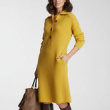 Robe Midi Maille Boutonnée Manches Longues Élégance