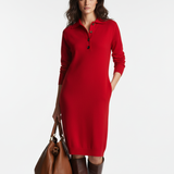 Robe Midi Maille Boutonnée Manches Longues Élégance