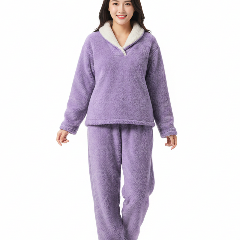 Ensemble Pyjama Polaire Capuche Confort Douillet Hiver