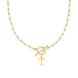 Collier maille trombone avec pendentif initiale