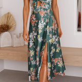 Robe Midi Femme Fleurie à Bretelles Fines