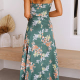 Robe Midi Femme Fleurie à Bretelles Fines