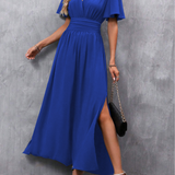 Robe Femme Longue Élégante Fendue Taille Haute