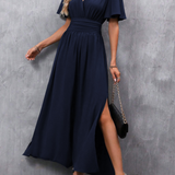 Robe Femme Longue Élégante Fendue Taille Haute