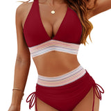 Bikini Femme Deux Pièces à Col V et Taille Basse