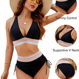 Bikini Femme Deux Pièces à Col V et Taille Basse