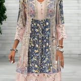 Robe Courte Bohème à Imprimé Patchwork