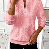 Pull femme torsadé à col zippé