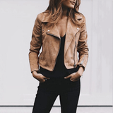 Veste Cuir Zippée Ajustée Style Motard Élégance Moderne