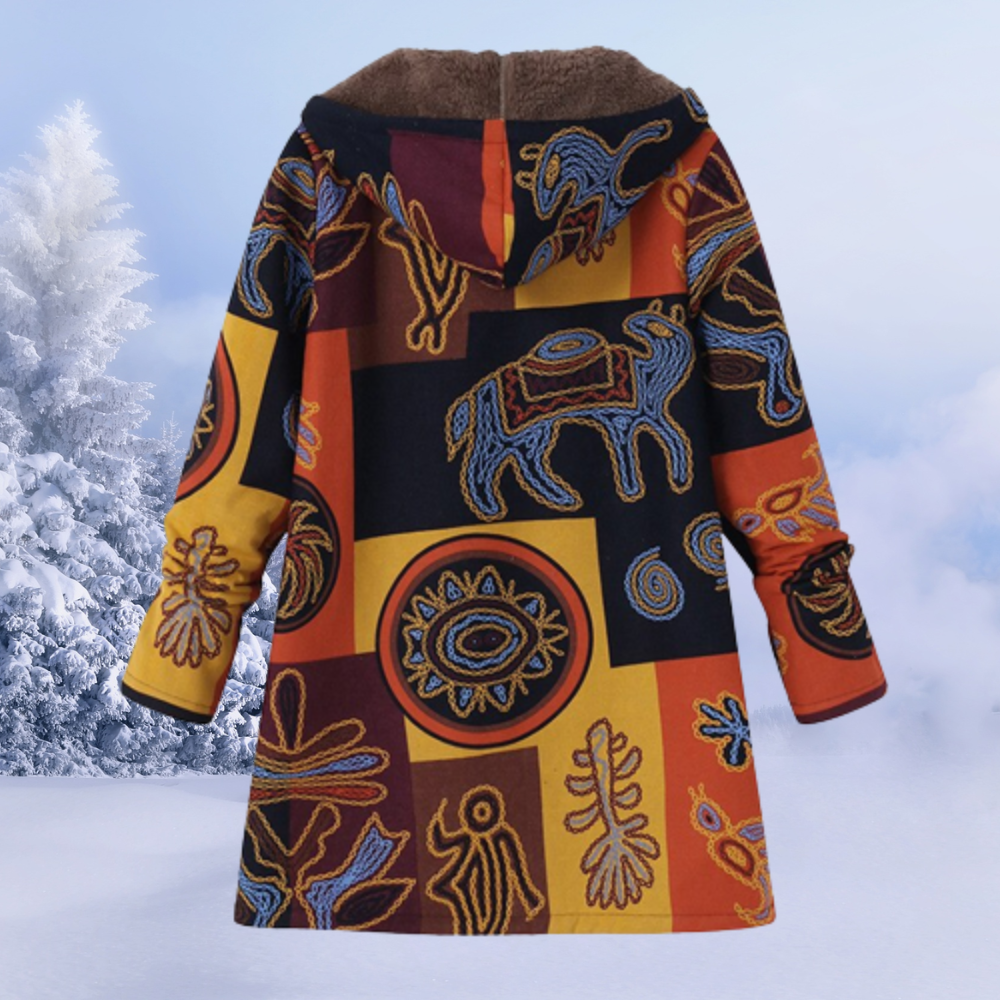 Manteau Femme Imprimé à Capuche – Veste Hiver Doublée Chaude